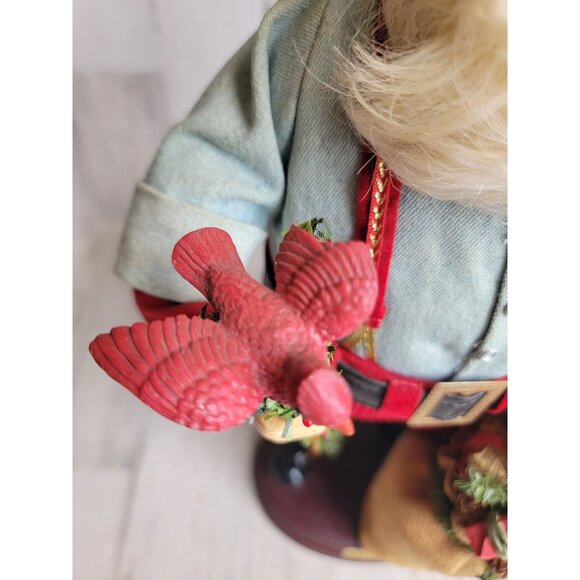 red cardinal Santa Claus statue centerpiece toy bag figure decor Xmas vintage - Picture 3 of 14